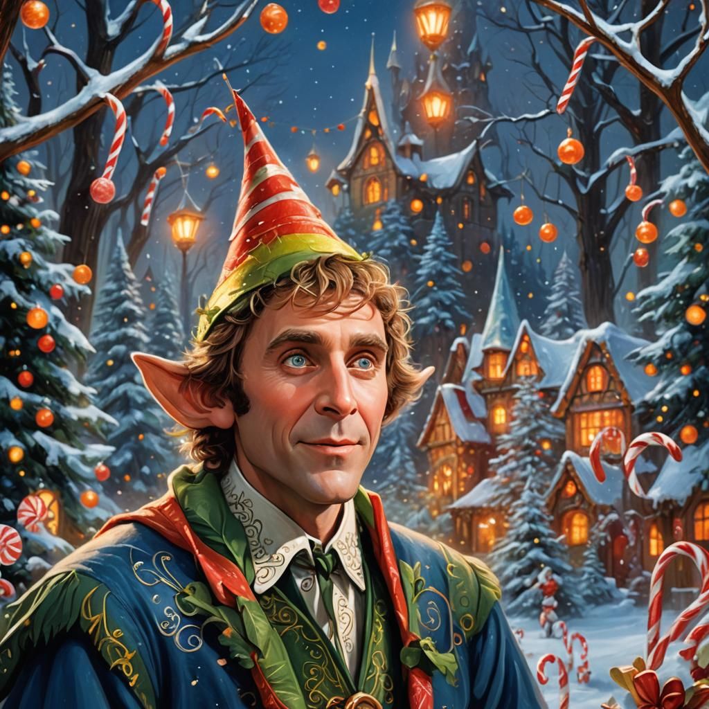 Buddy the Elf Portrait in Whimsical Matte Painting