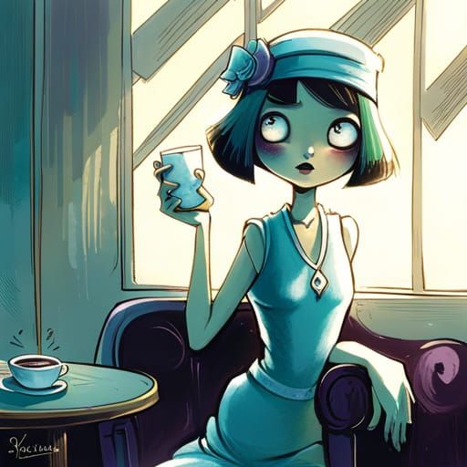 1920s Portrait of a Rich Girl in Pastel Art