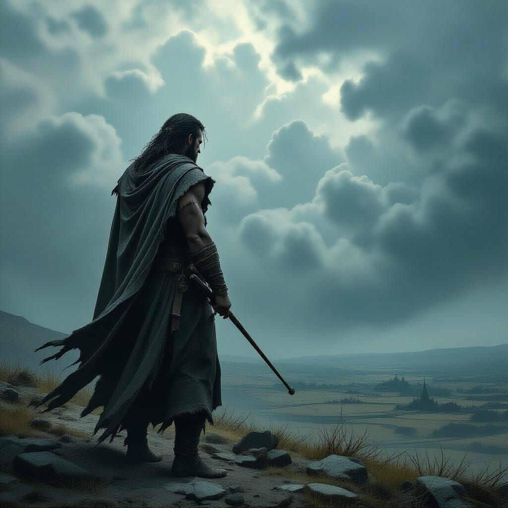 Weathered King on Hill Overlooking Battlefield