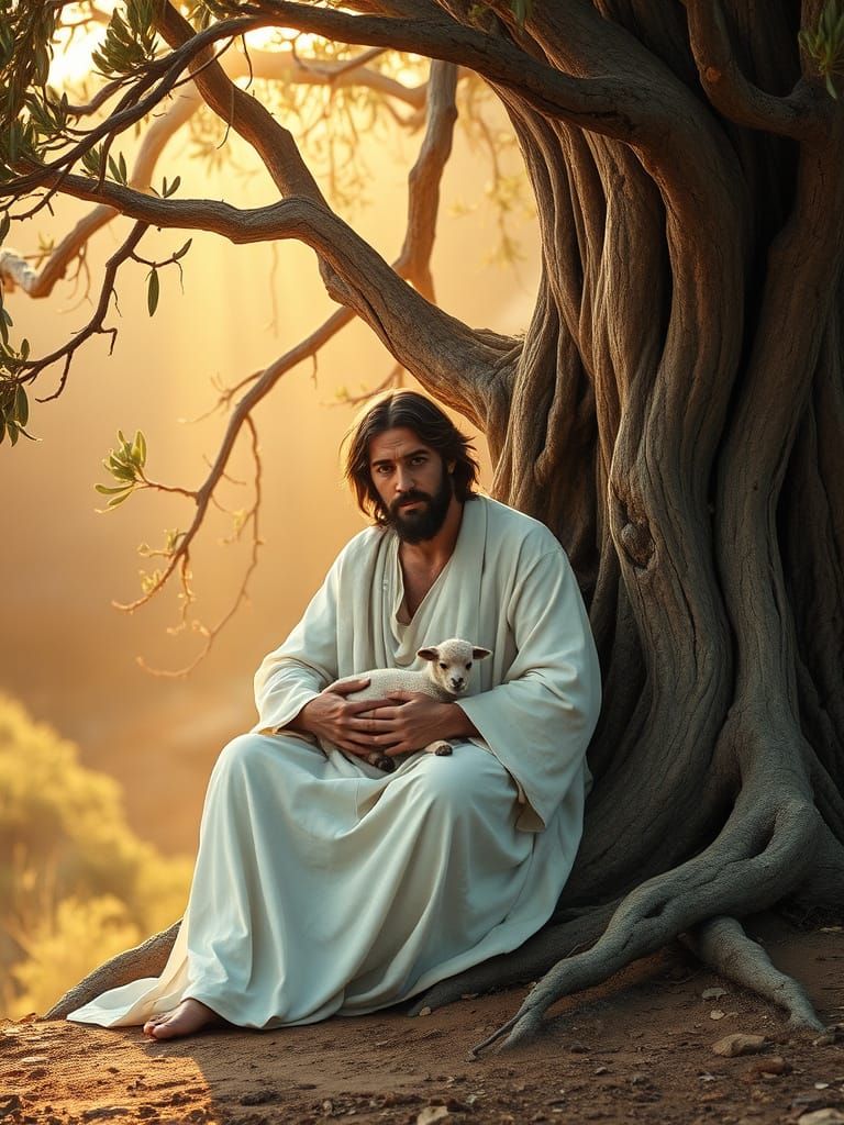 Jesus in Majestic Olive Grove