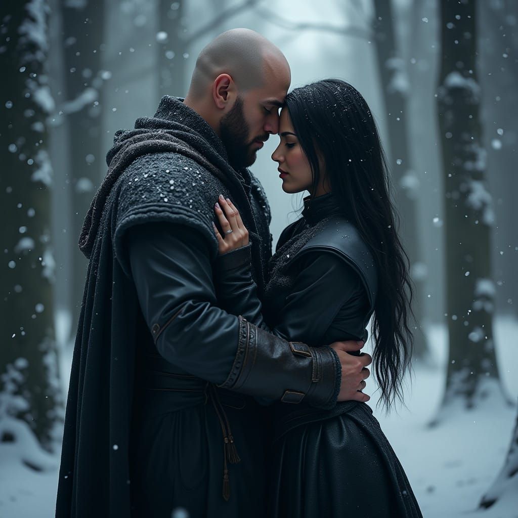 Moonlit Forest Embrace in Dark Fantasy Style