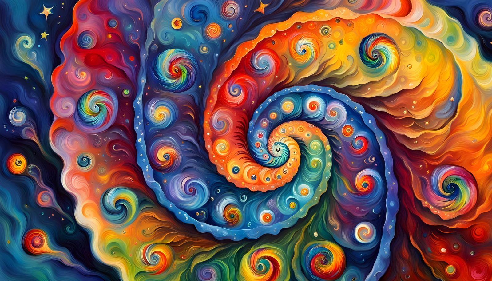 Cosmic Ammonite Maelstrom in Vibrant Colors