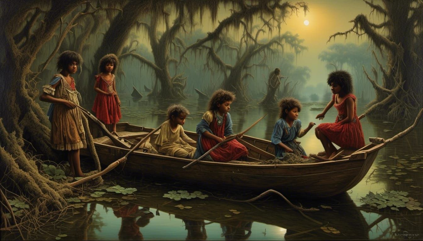 Bayou Children: Trompe-l'oeil Fantasy Painting