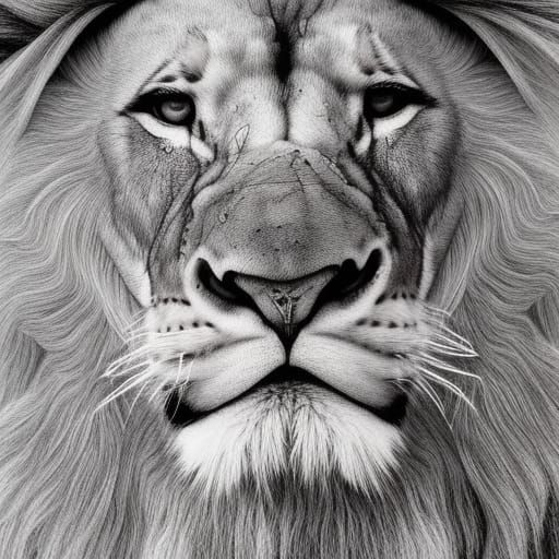 Lion Portrait Scratched in Sandpaper with Intricate Details