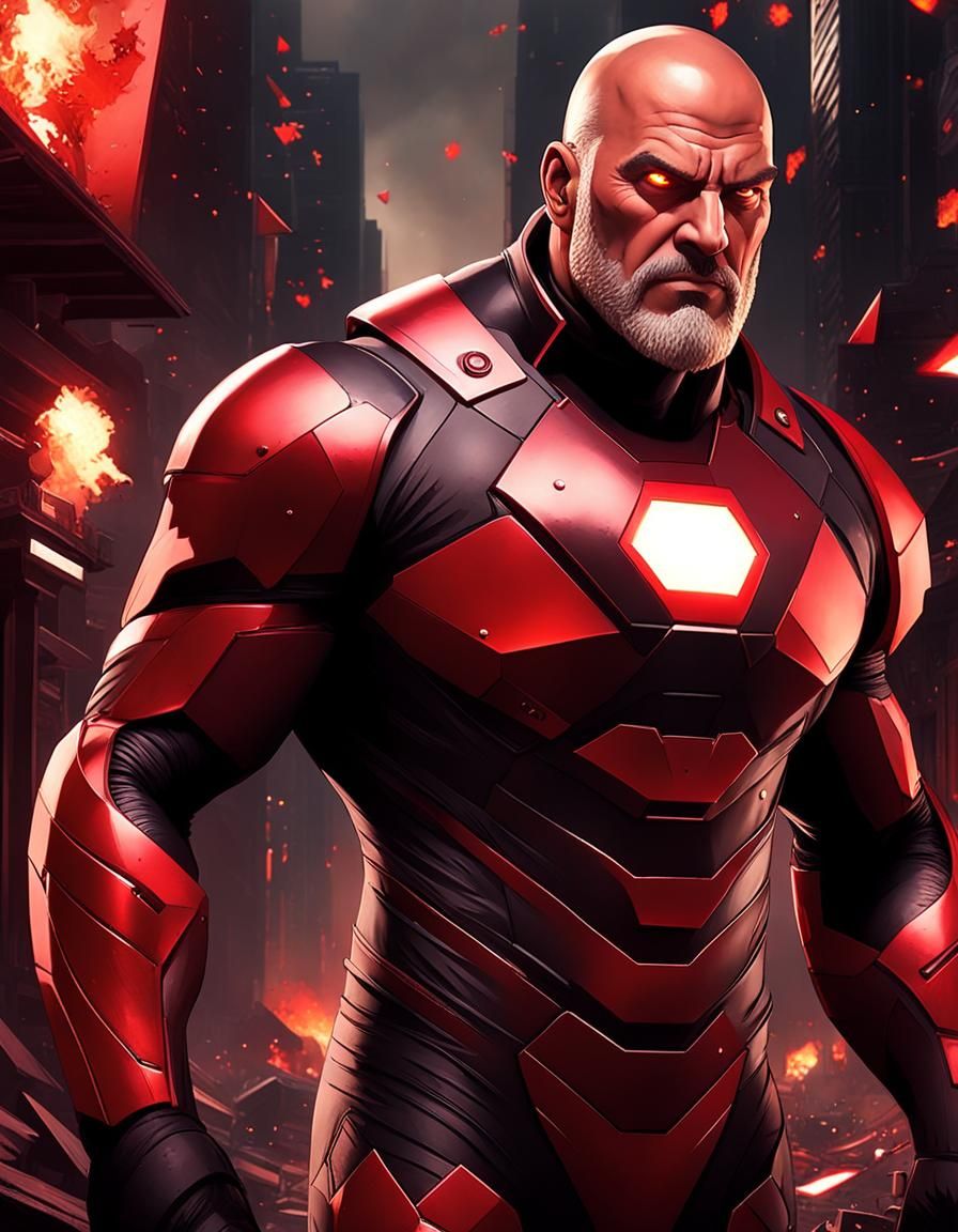 Evil Bald Man in Sci-Fi City Concept Art