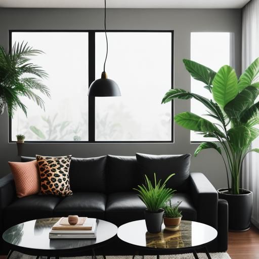 Peach and Black Modern Lounge with Animal Print