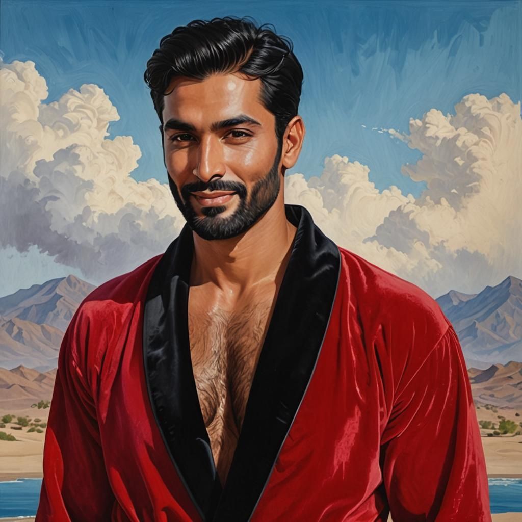 Stunning Hyperrealistic Portrait of a Handsome Man in Velvet...