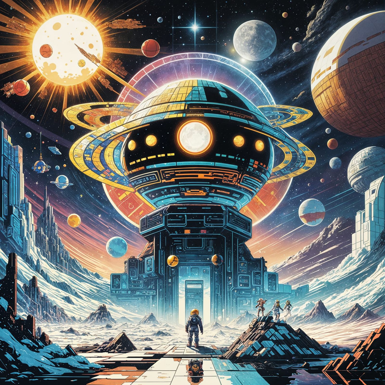 Retro Arcade Heroes Clash on Enceladus