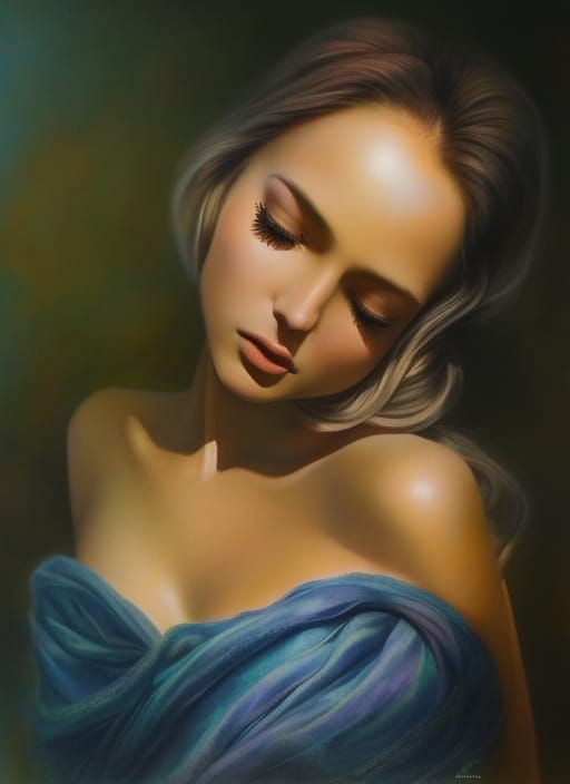 Realistic Woman Portrait in Pastel Colors