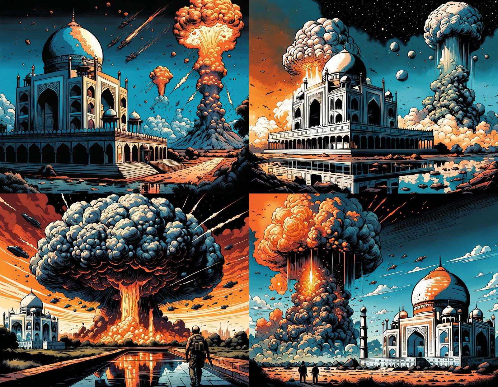 Taj Mahal Nuclear Explosion in Comic Book Art