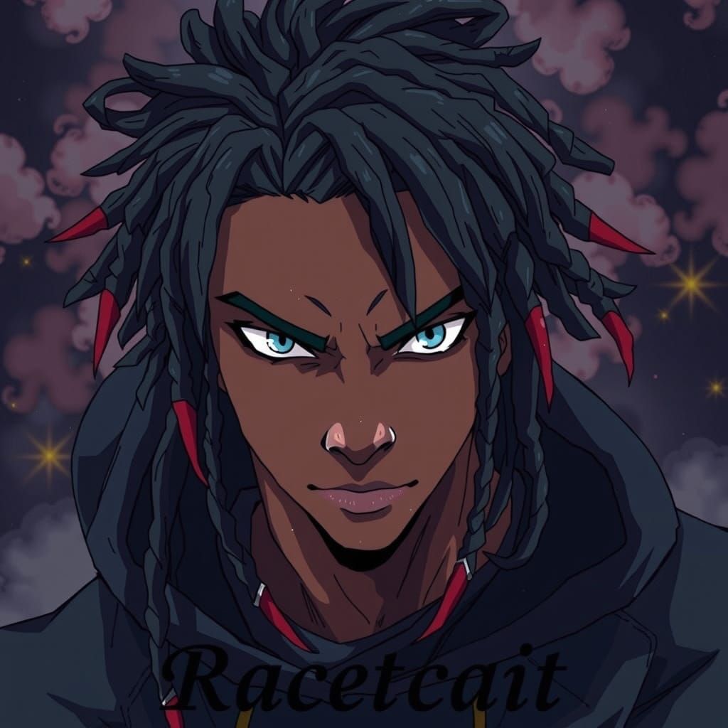 Heroic Black Male in Manga-Inspired Anime Style