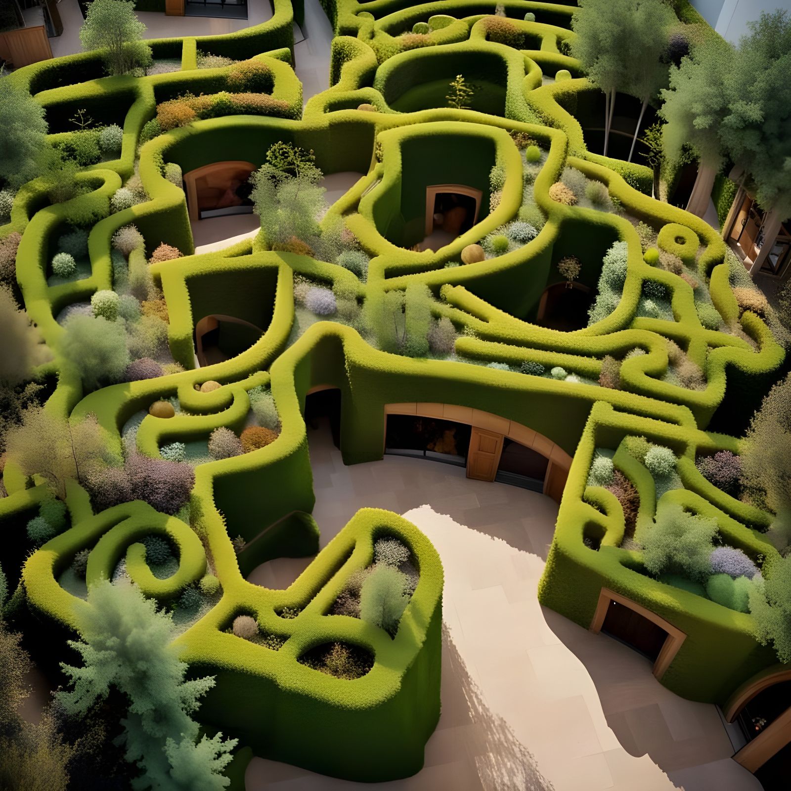 Overhead View of a Living Green Maze