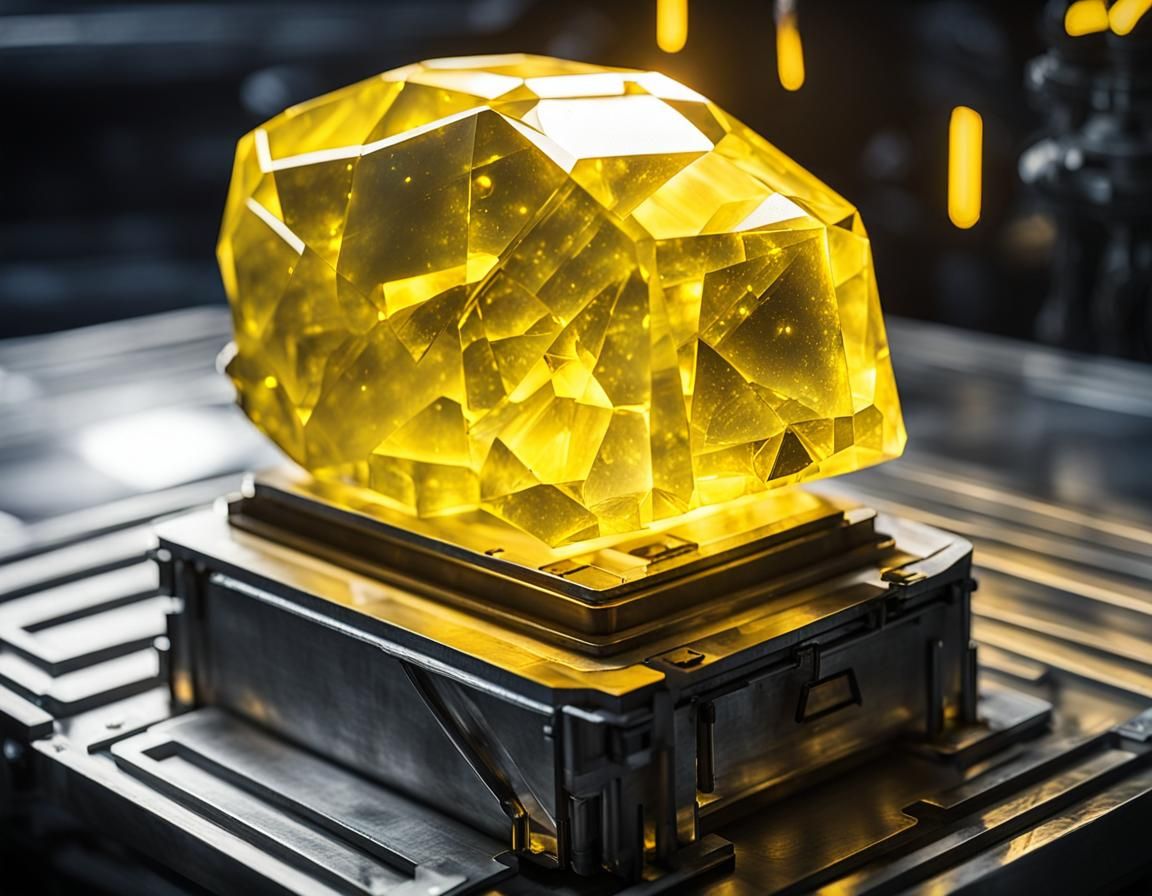 Glowing Kyber Crystal on Starship Workbench