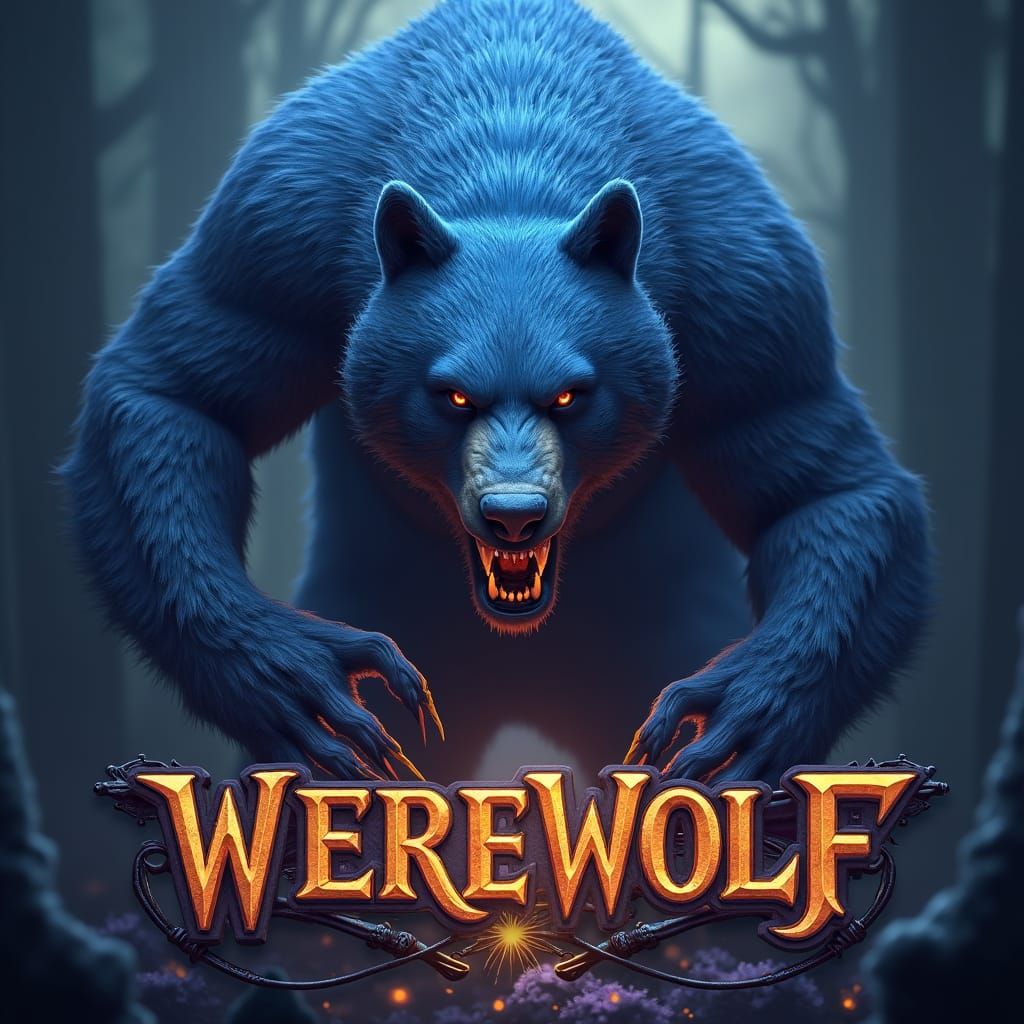 Blue Bear Logo in Dark Fantasy Style