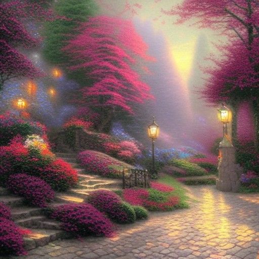 Ethereal French Man in a Thomas Kinkade Style