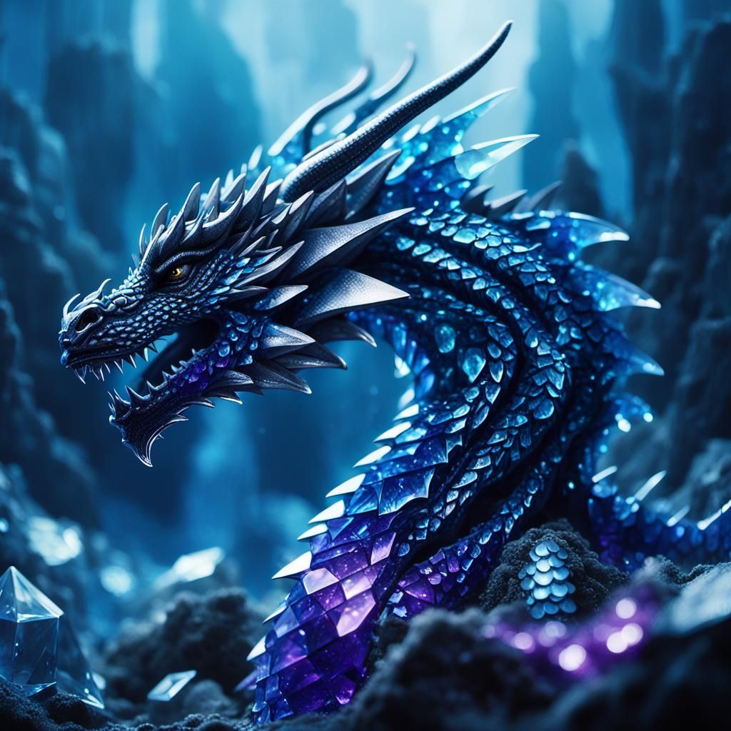 Mystical Crystal Dragon in a Glistening Landscape