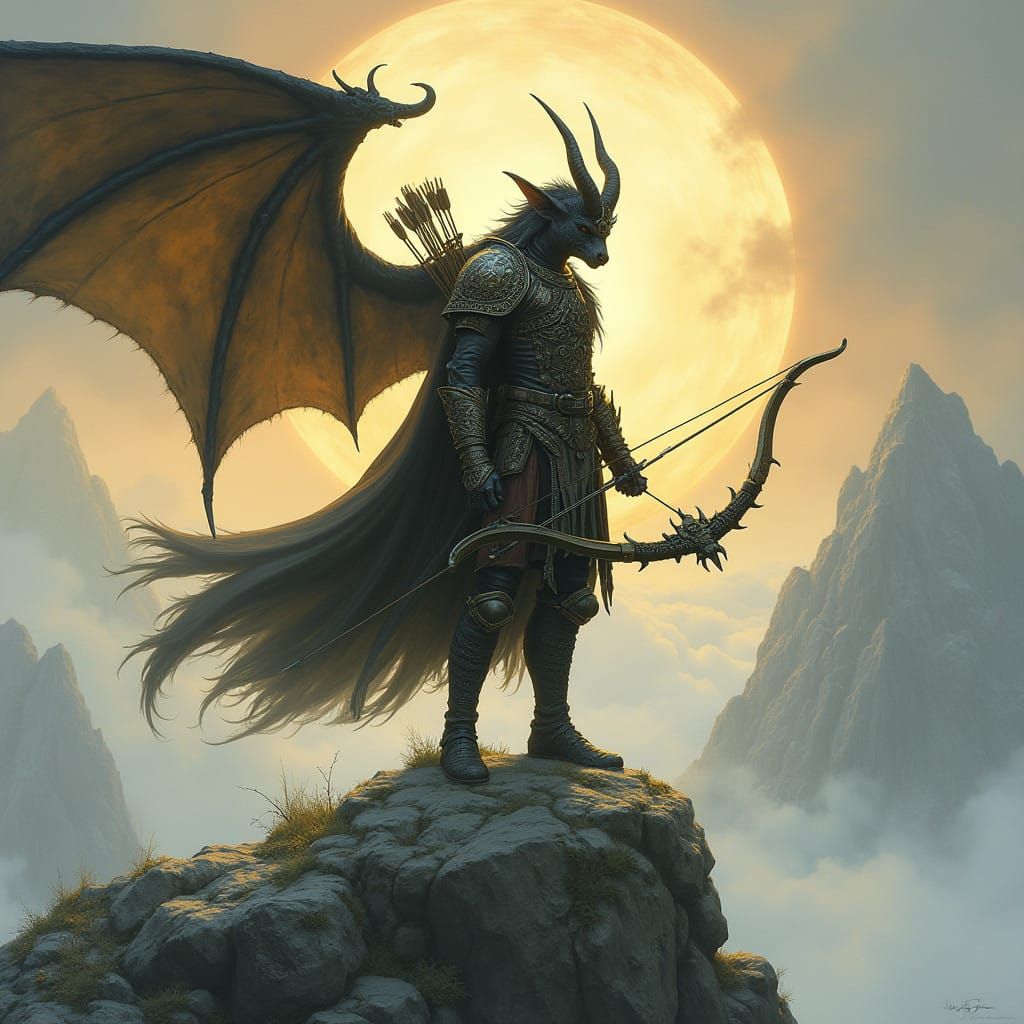 Ethereal Tiefling Ranger, Mountain Peak Vigilant