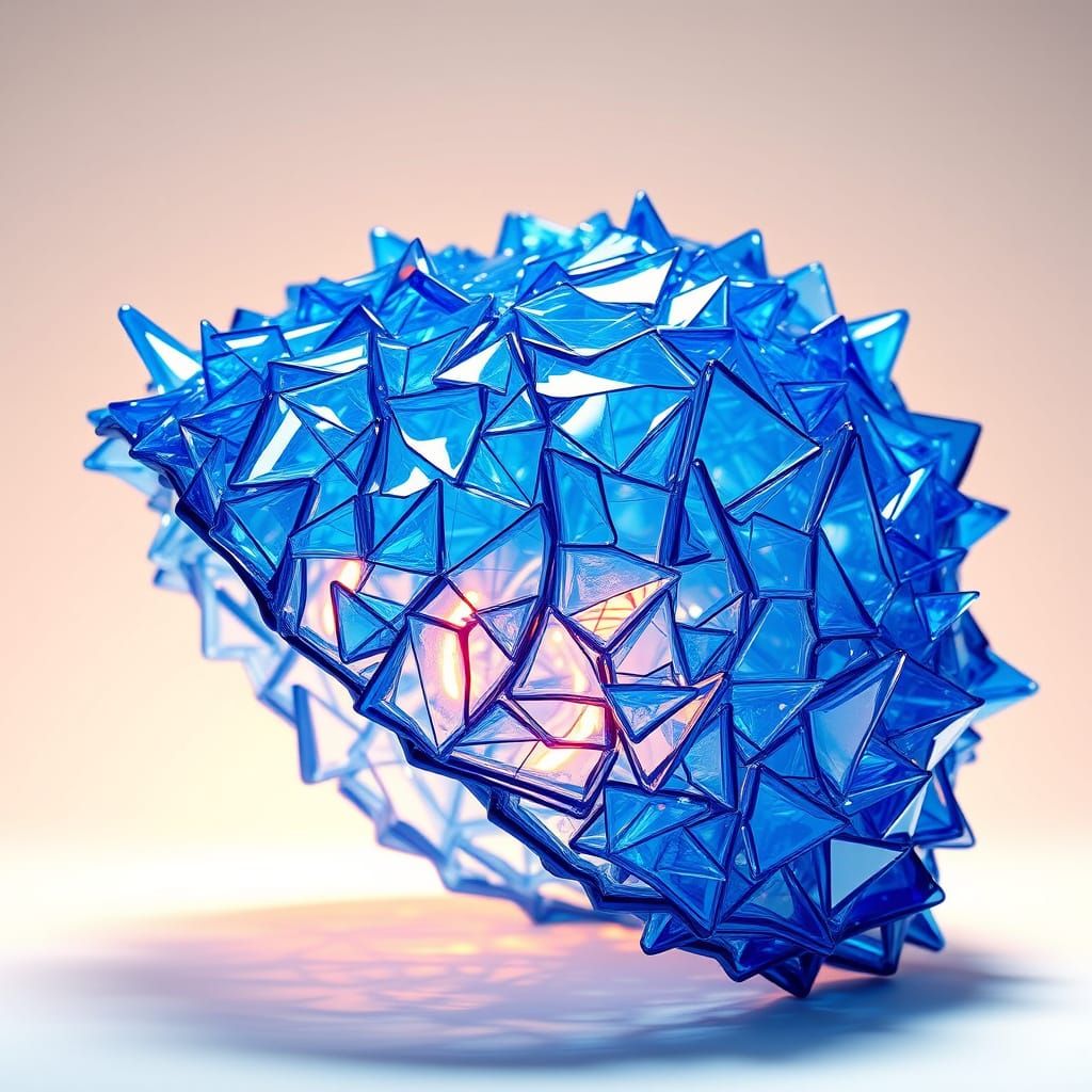 Glass Hat Shimmers with Blue Hues in Digital Art