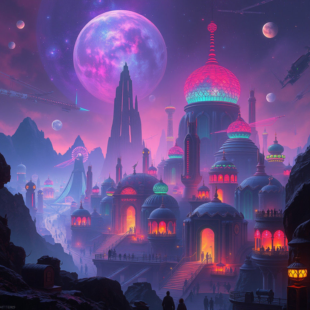 Mystical Cityscape of Kitos Teros in Sci-Fi Style
