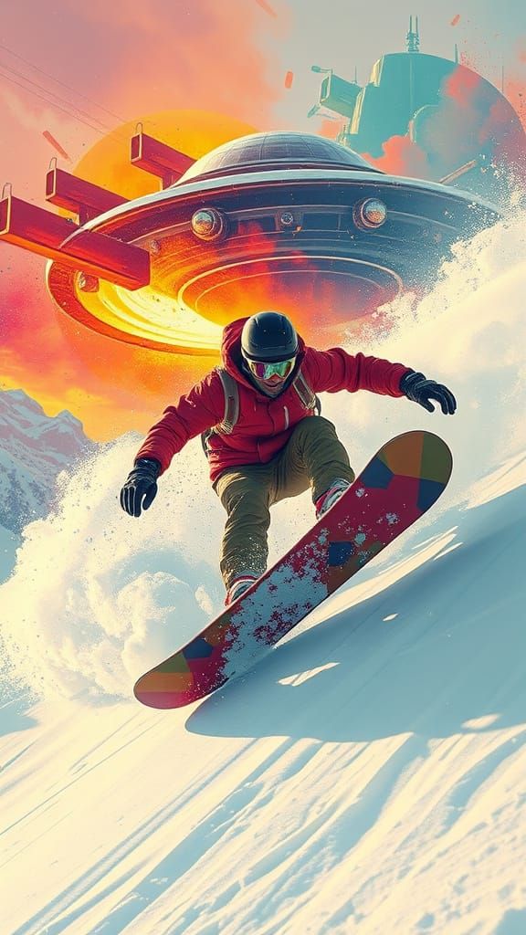 Snowboarder Soaring Through an Alien Winter Landscape