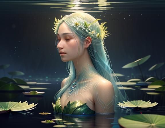 Female Amphibioid in Misty Environment, 3D Rendered