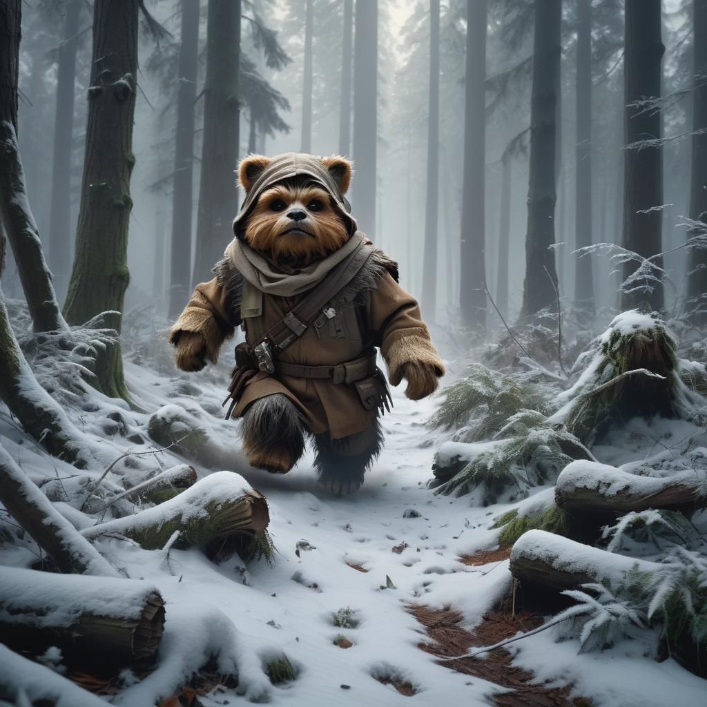 Ewok in Majestic Winter Forest