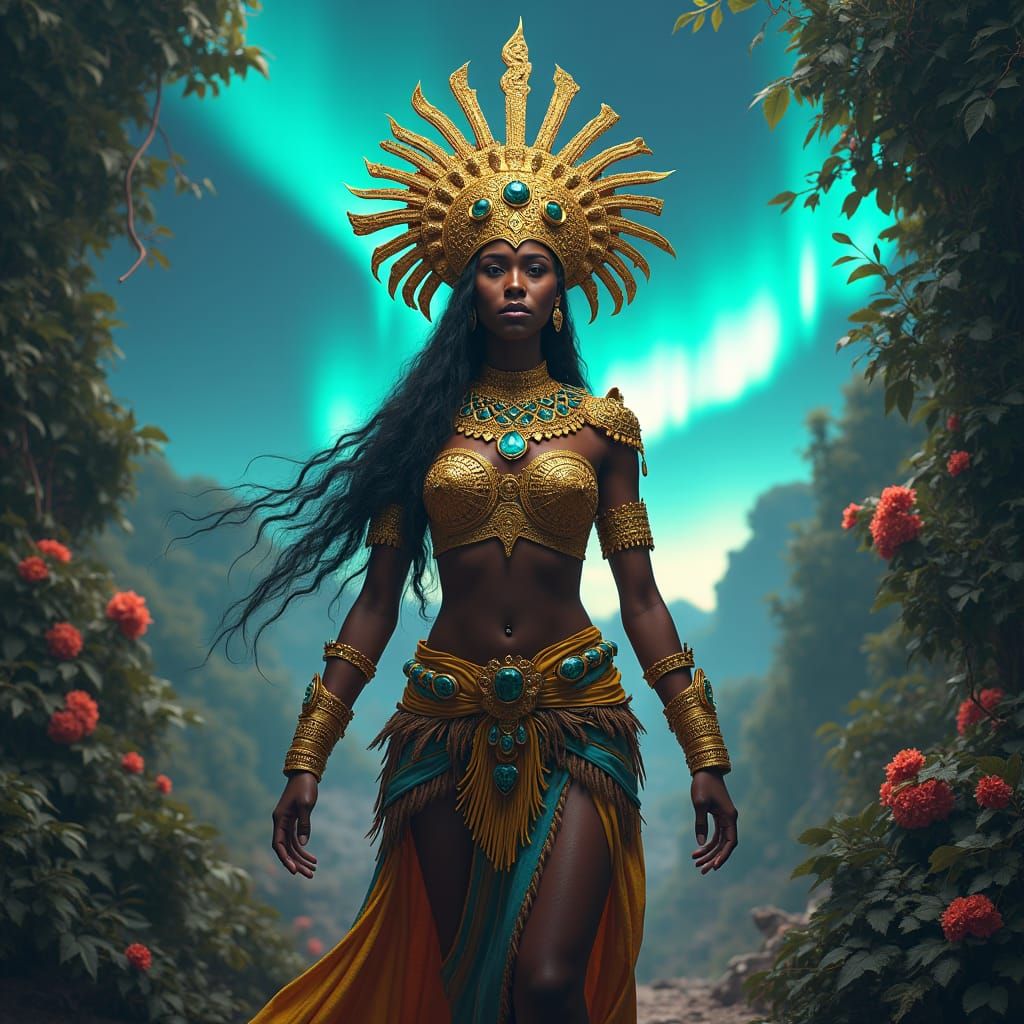 African Goddess Ishtar in Jungle Aurora