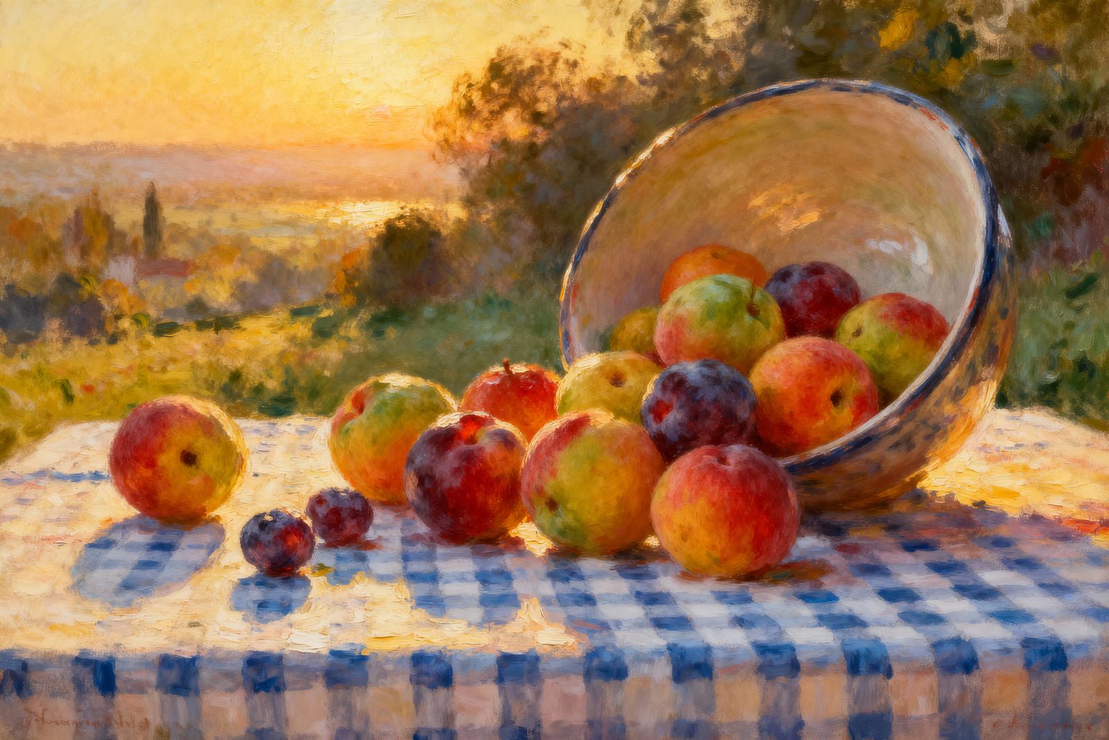 Vibrant Fruit Still Life in Golden Hour Light