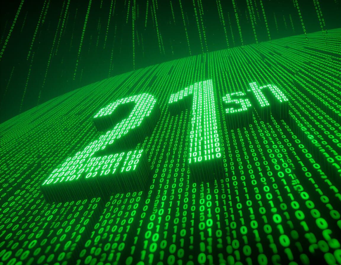 Digital Universe of Glowing Binary Code