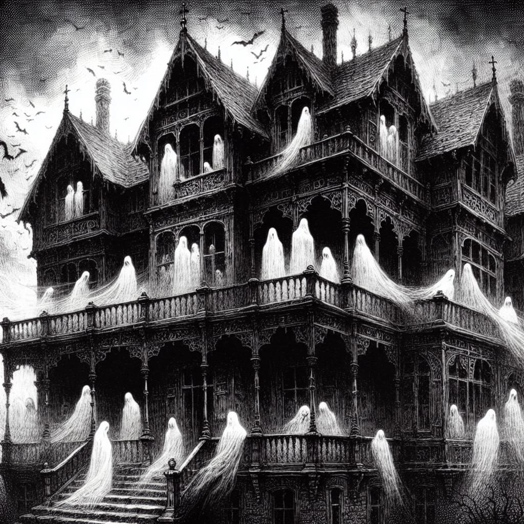 Haunted House in Gustave Doré Style
