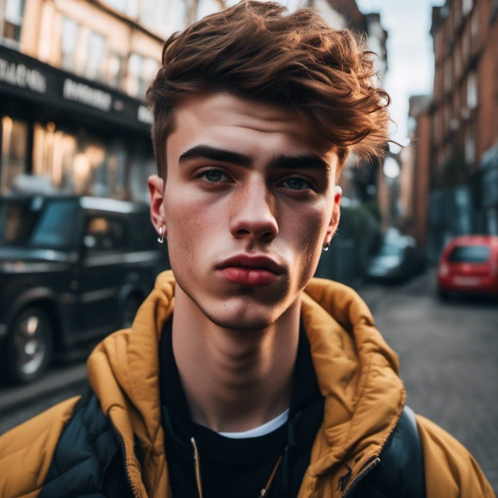 Portrait of a Young Man Biting Lip