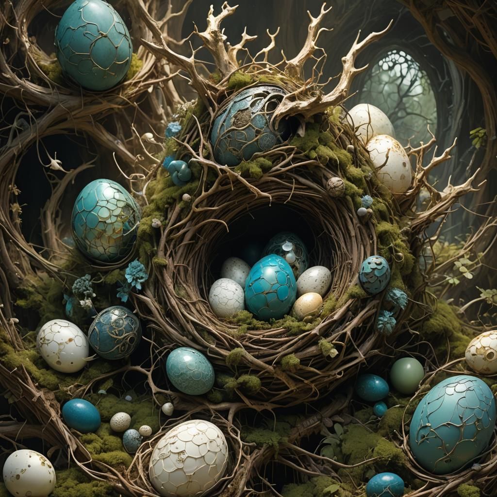 Dragon Egg in Ornate Nest Digital Art