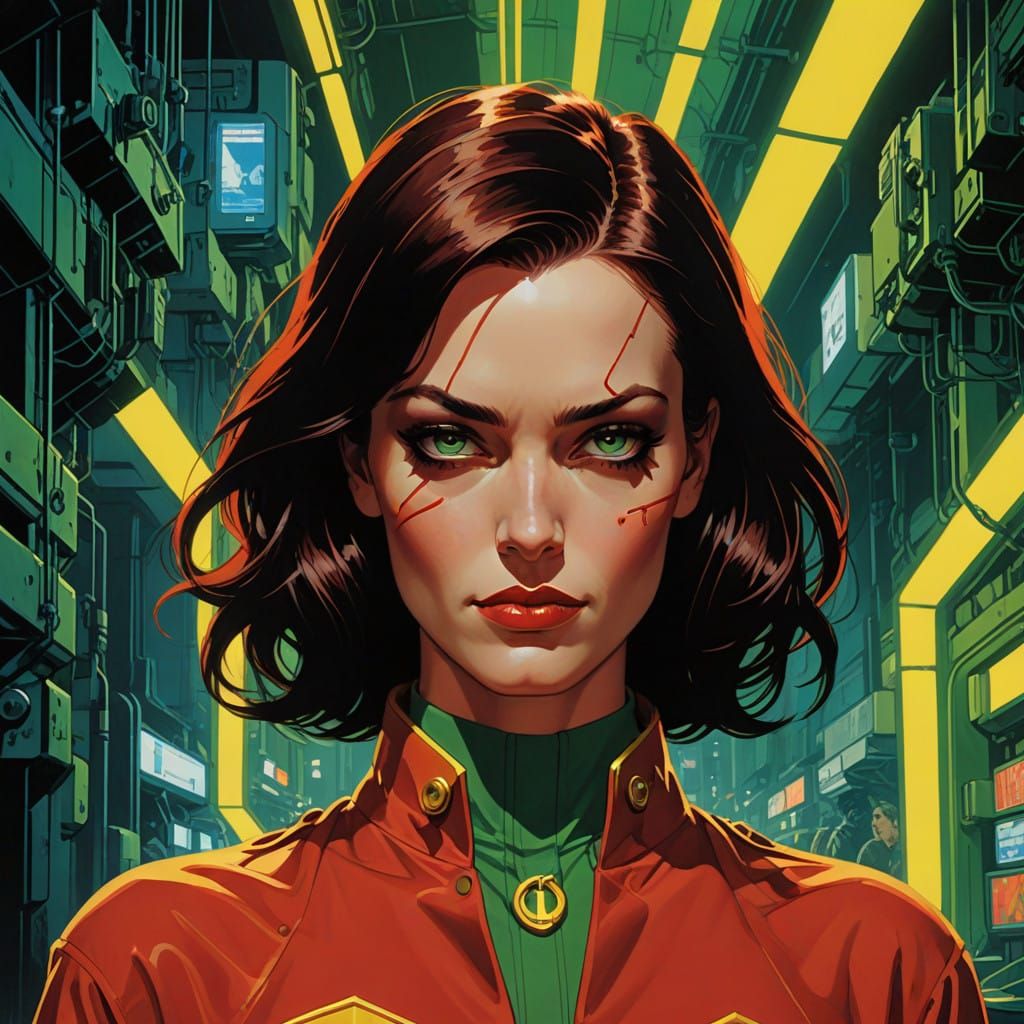 Comic Book Style Portrait of a Supermodel's Dual Identity