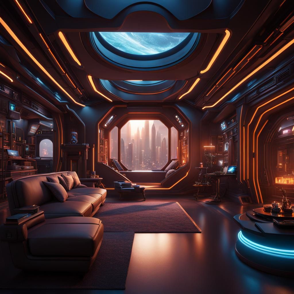 Futuristic Home Interior in Detailed Matte Painting