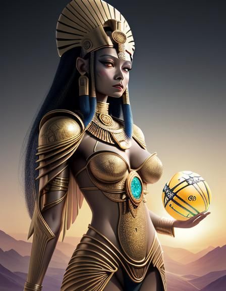 Amun-Ra Hybrid Woman in Warped Perspective