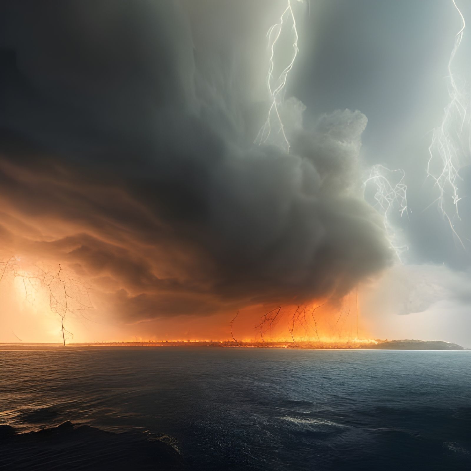 Epic Thunderstorm Unleashes Fire on the Sea