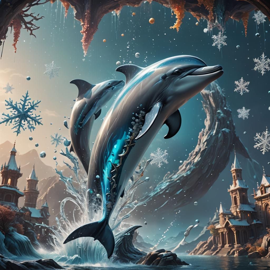 Snowflake Dolphin Fantasy Concept Art