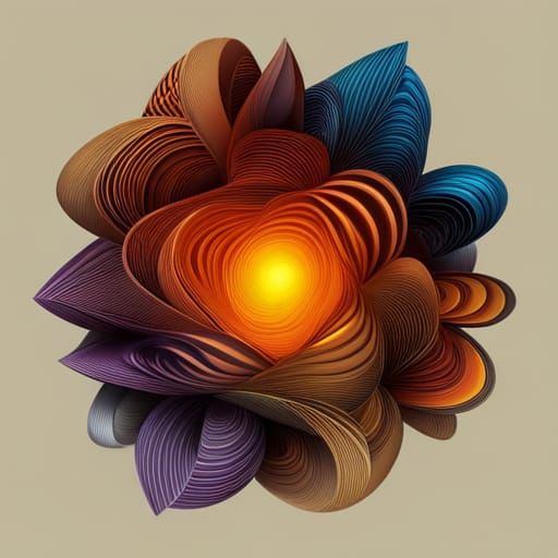 Abstract Circle Logo with Fractal Zentangle Design