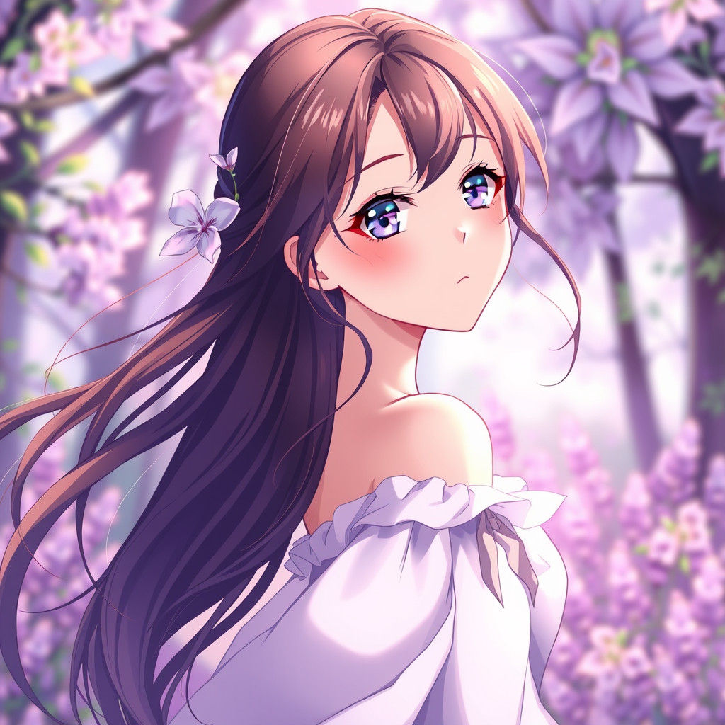 Anime Girl with Lilac Eyes in Studio Trigger Style