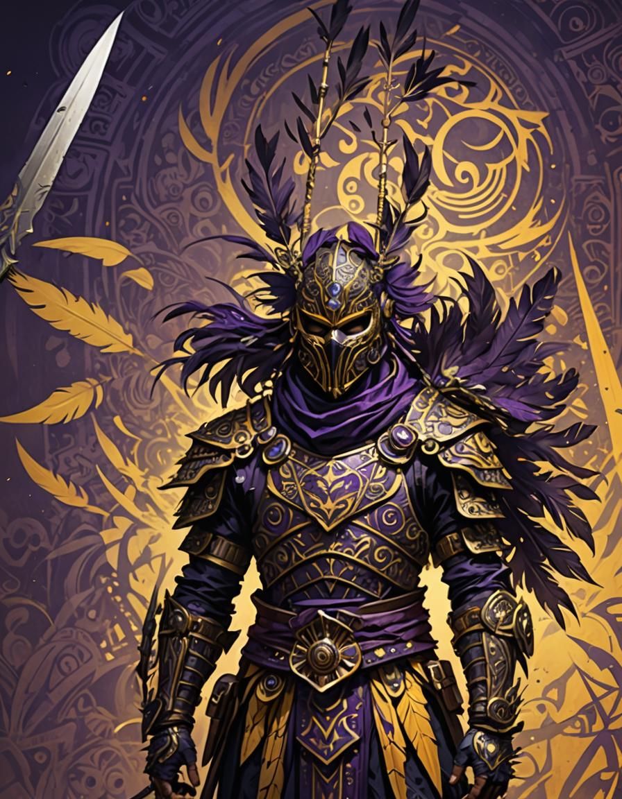 Masked Warrior with Bladed Gauntlets in Dark Fantasy Style