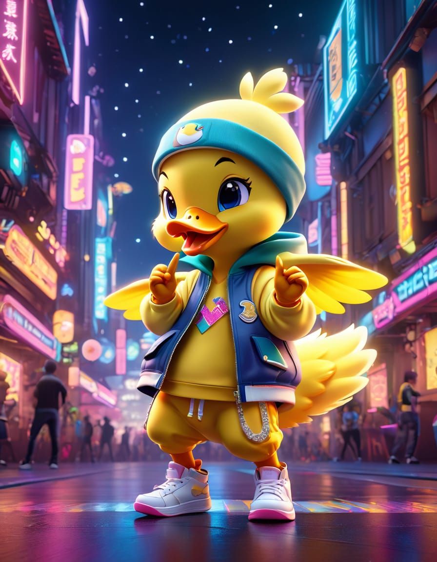 Fantasycore Hiphop Duckling Breakdance: Moe Anime Artwork