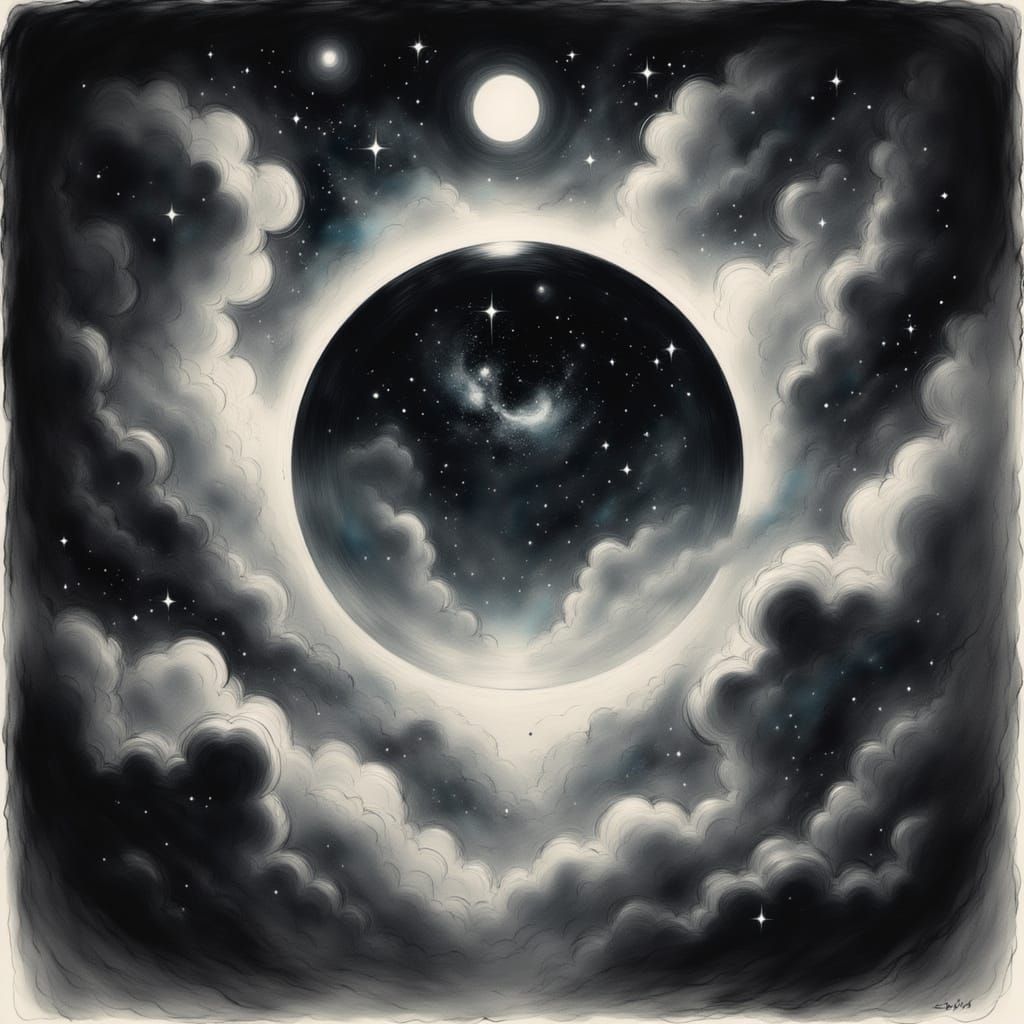 Golden Stars Shine Bright in a Silent Forest Under a Full Mo...