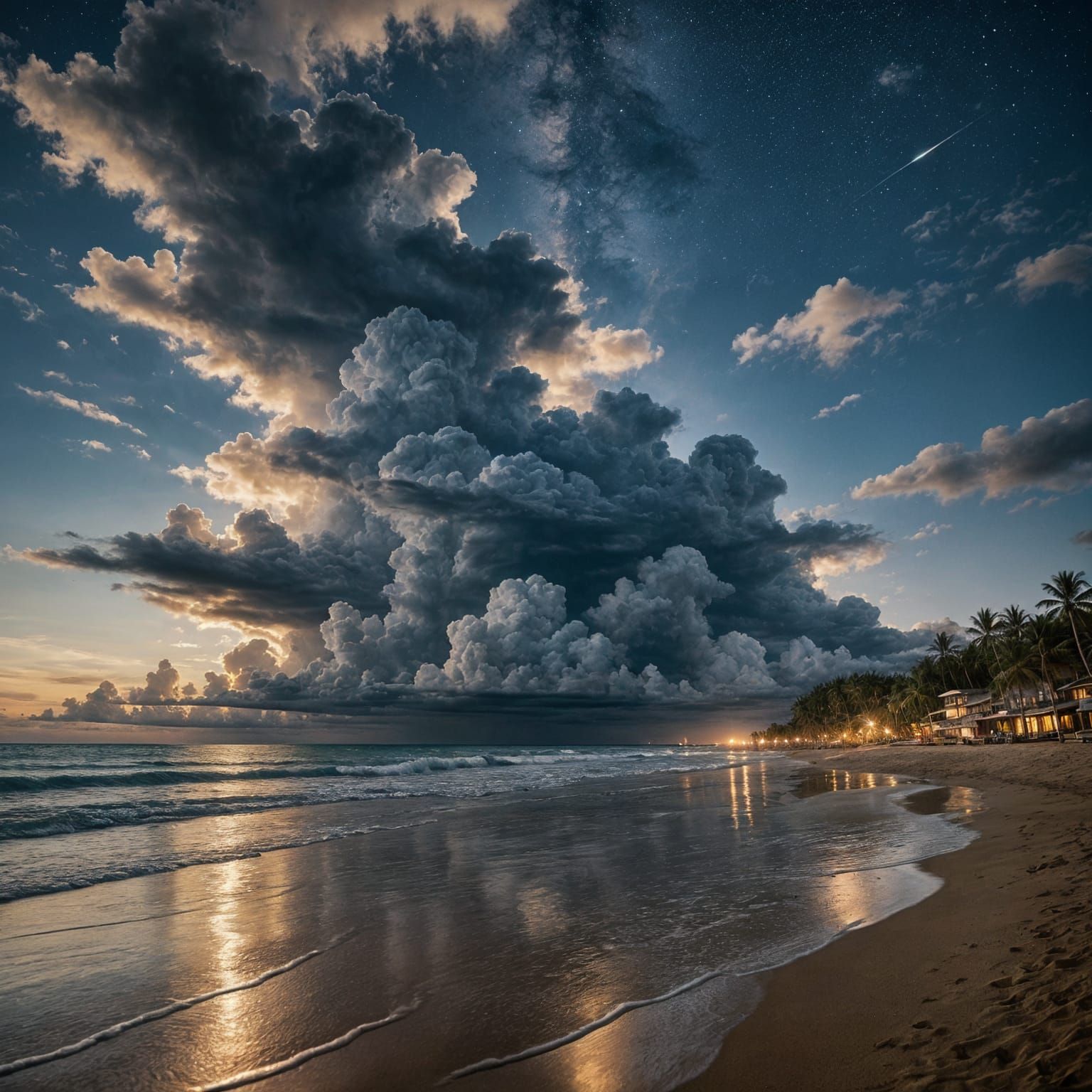 Moonlit Beach Elegy in Soft Pastels