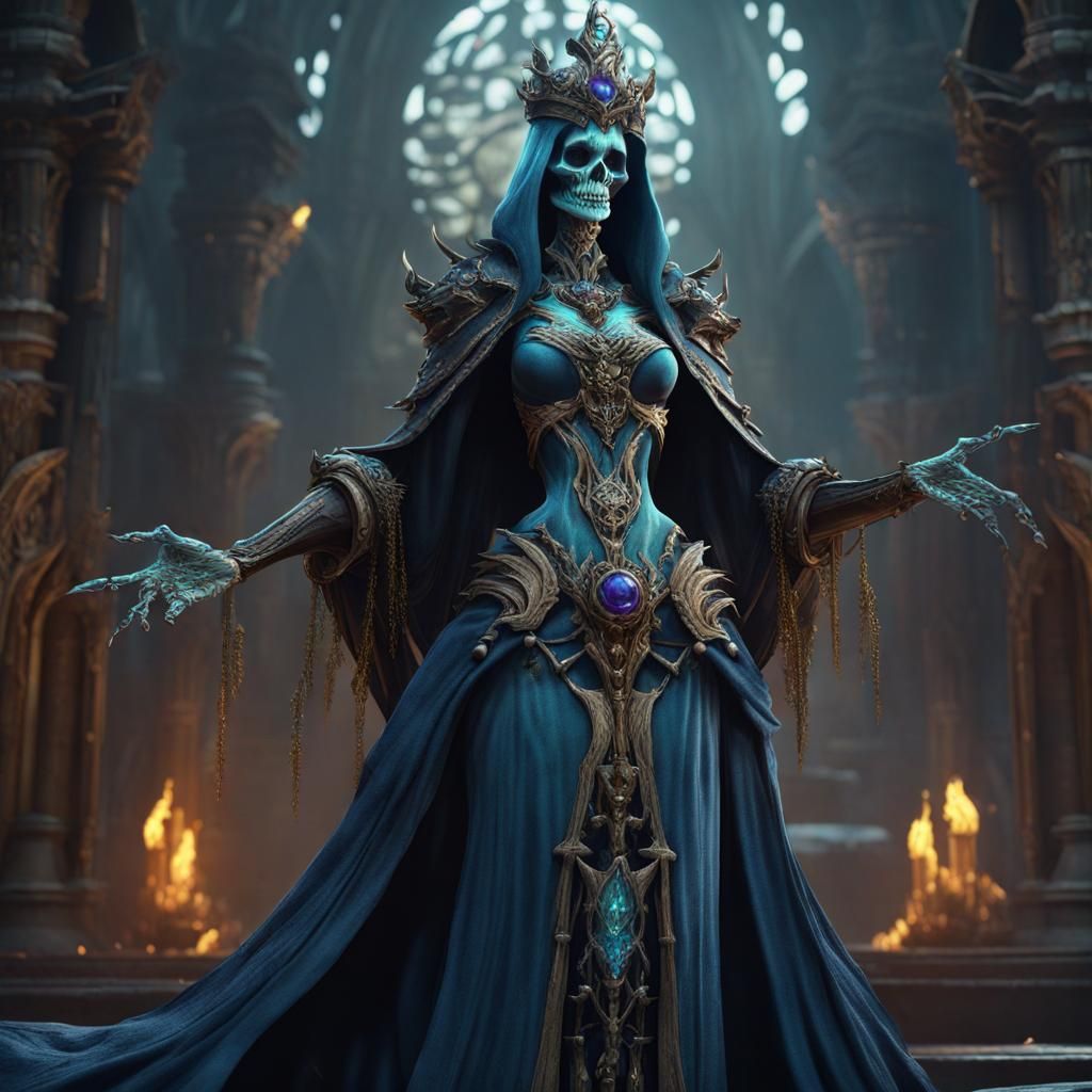 Detailed Female Lich Concept Art in 8K