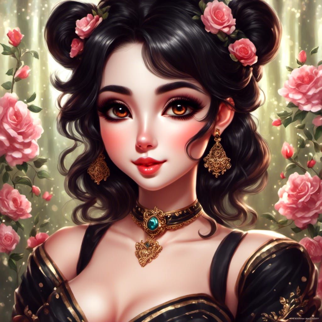 Pinup Panda Girl with Rosy Cheeks and Sweet Smile