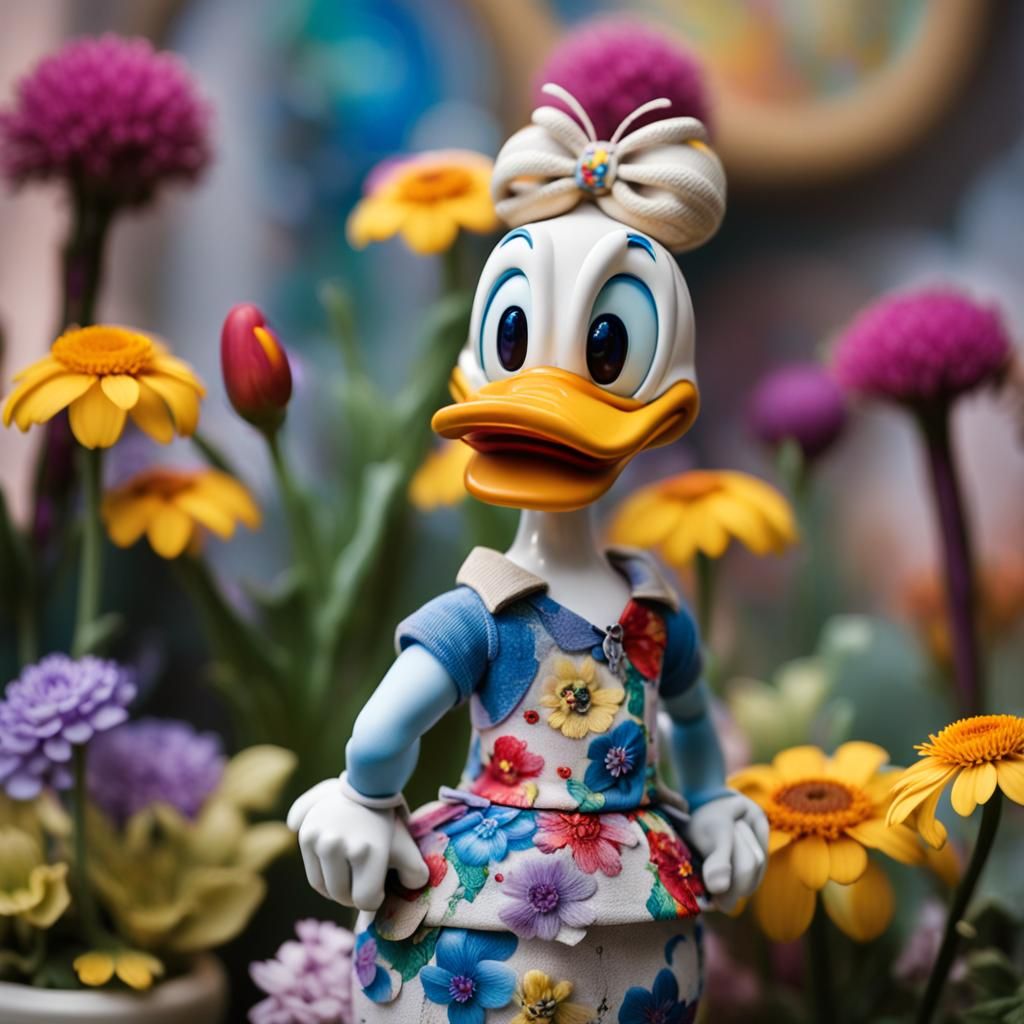 Donald Duck Figurine in Cyberpunk Style