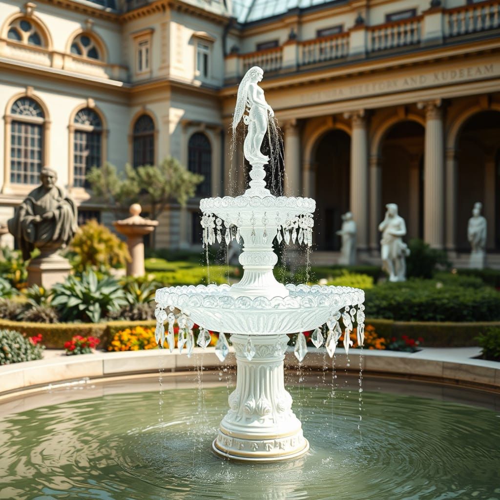 Victorian Crystal Fountain in Museum Courtyard