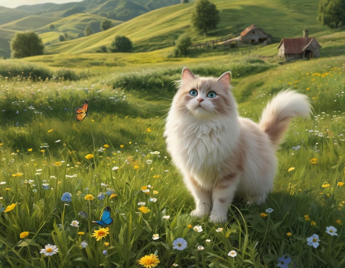 Cute Ragdoll Kitty Plays in Candyland Wonderland