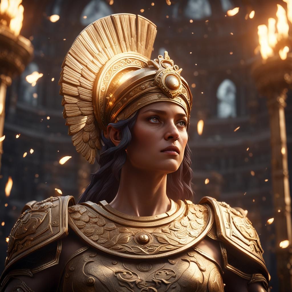 Goddess Athena in 3D Game Cinematic Style