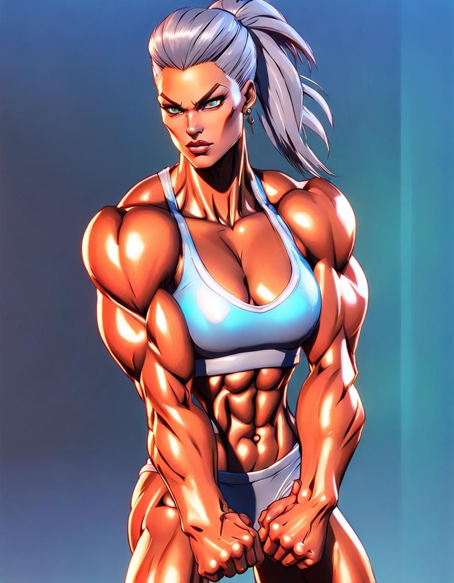 Female Bodybuilder as Street Fighter Character in Cel-Shaded...